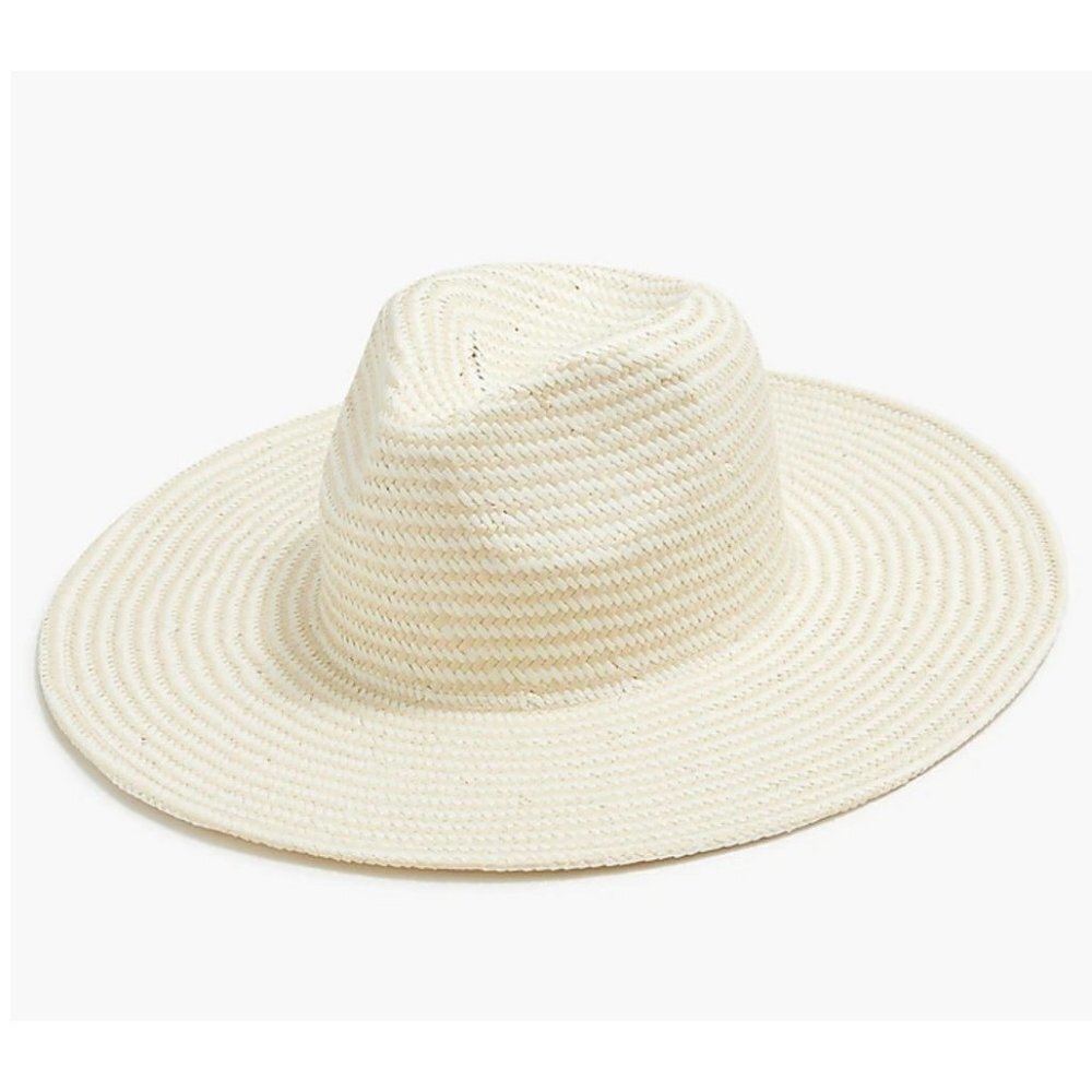 Nwt - J. Crew Factory Wide-Brim Straw Fedora Hat In Natural